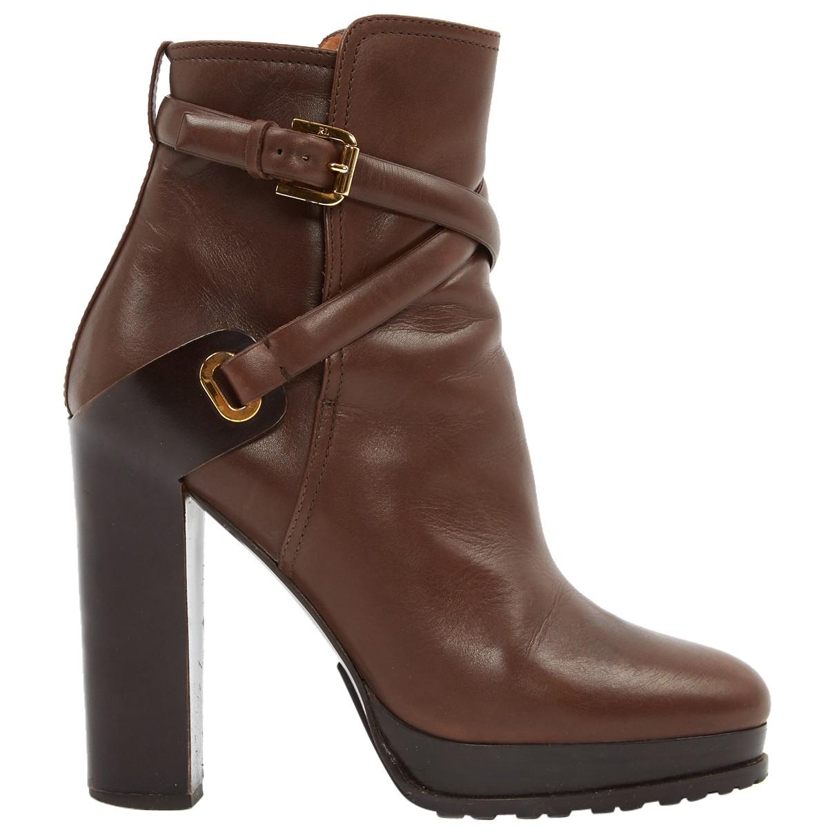 ralph lauren brown leather boots