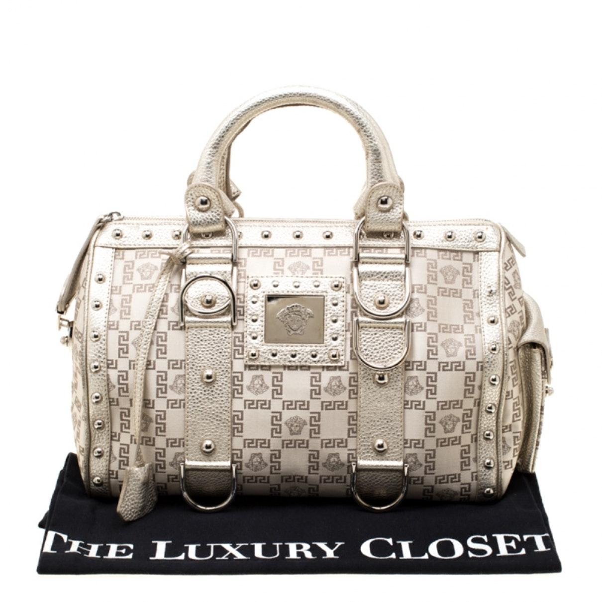 Versace Beige Cloth Handbag in Natural - Lyst