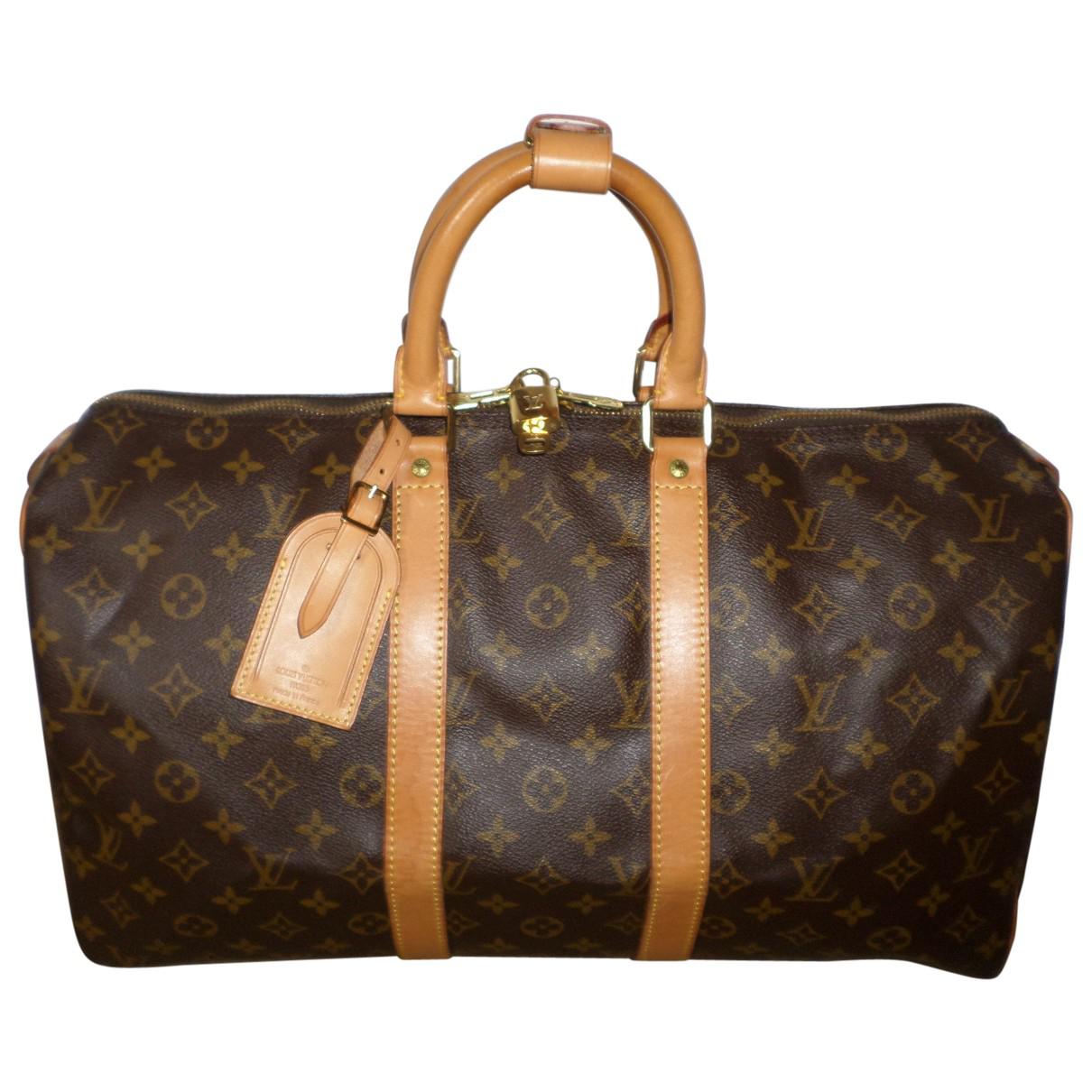 Louis Vuitton Canvas Pre-owned Keepall Cloth 48h Bag in Brown - Lyst