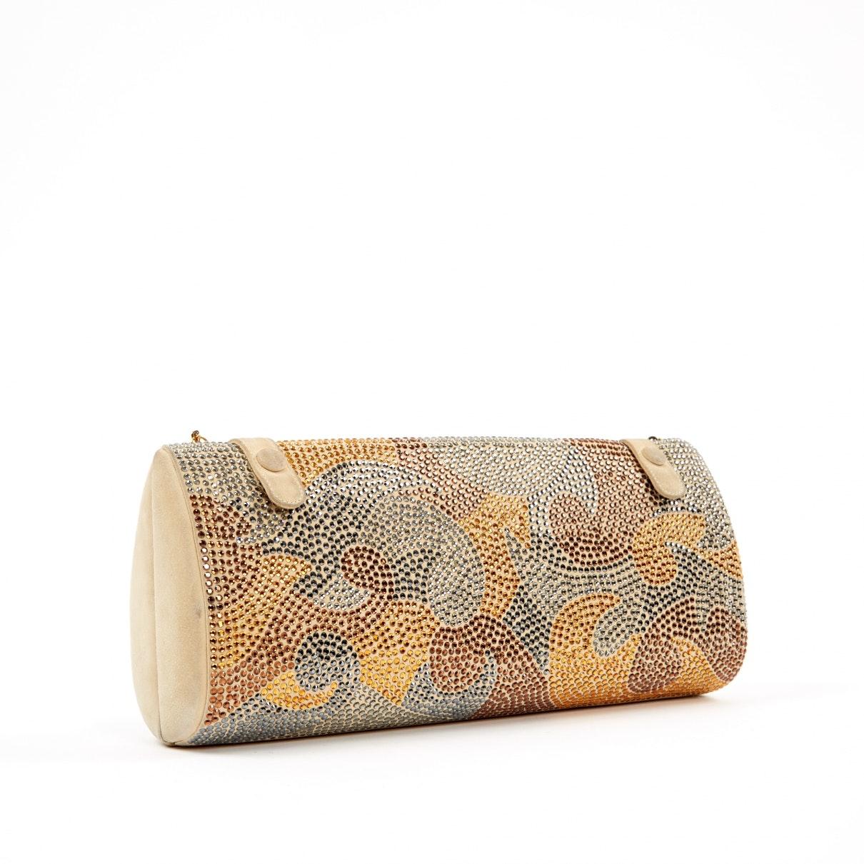 Versace Gold Suede Clutch Bag in Metallic Lyst