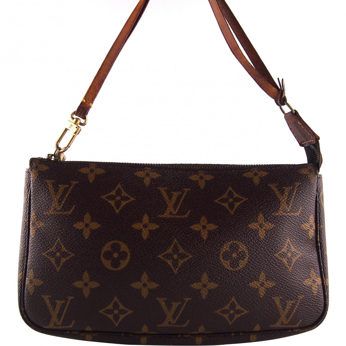 Louis Vuitton Vintage Pochette Accessoire Brown Cloth Clutch Bag in Brown - Lyst