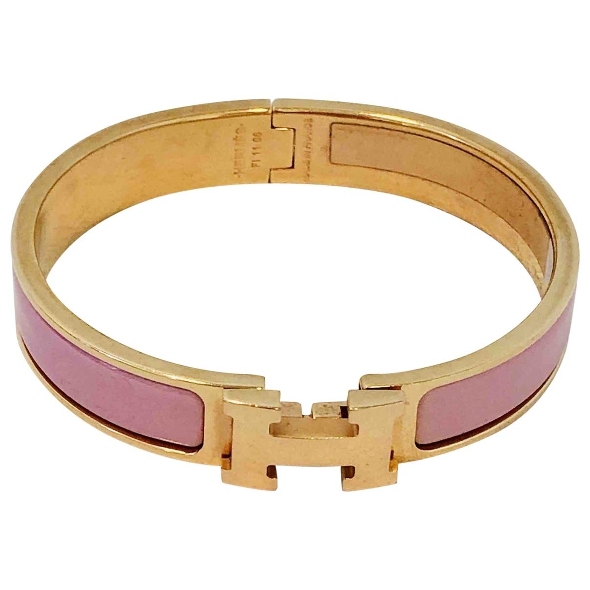 Hermès Preowned Clic H Pink Metal Bracelets Lyst