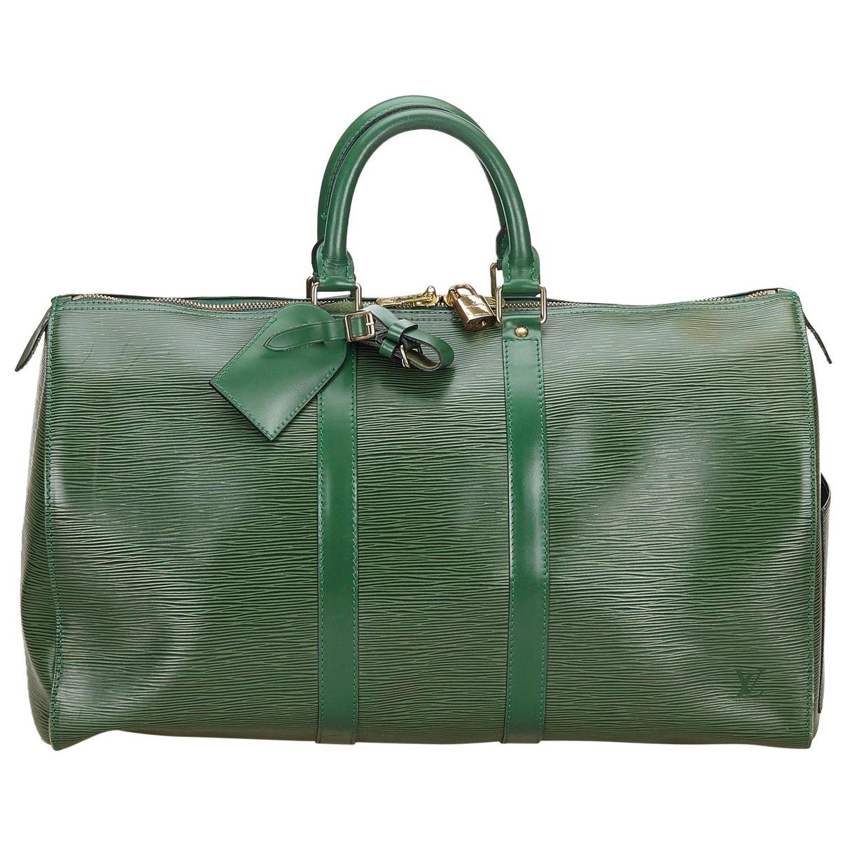 Louis Vuitton Keepall Green Leather - Lyst