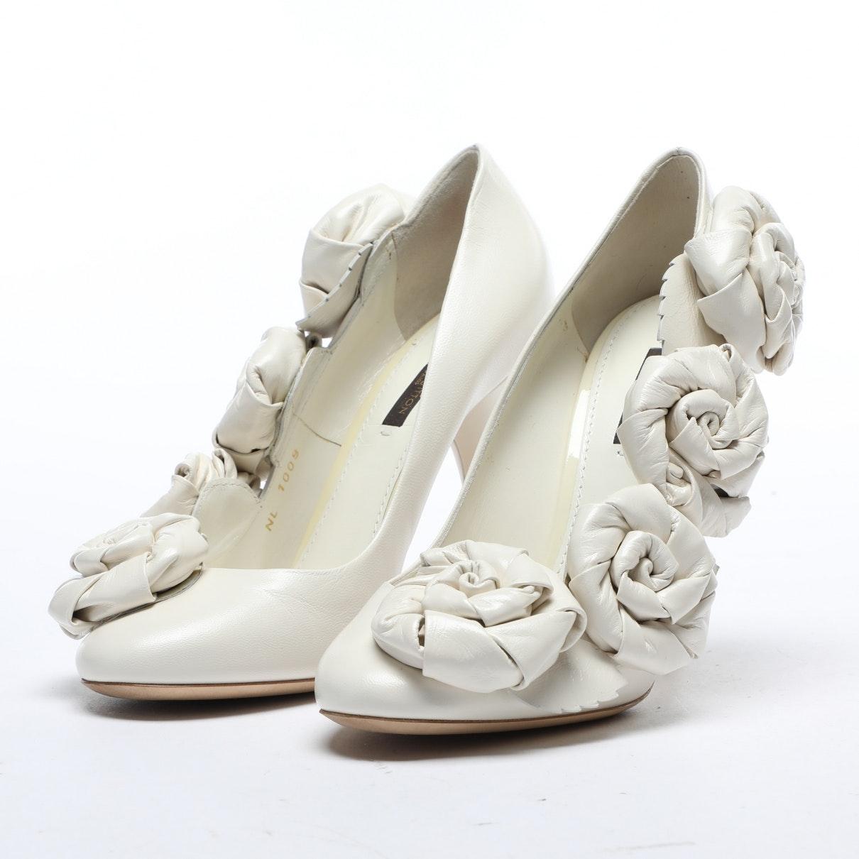 Louis Vuitton Leather Heels in White - Lyst