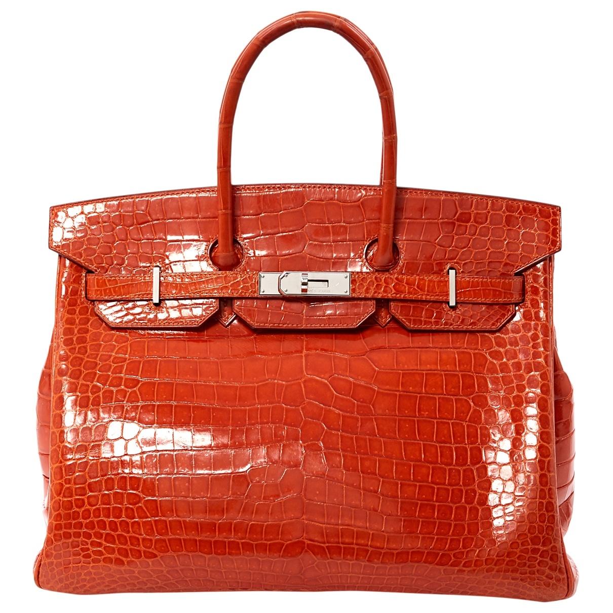 Hermès Birkin 35 Orange Crocodile Handbag in Orange - Lyst