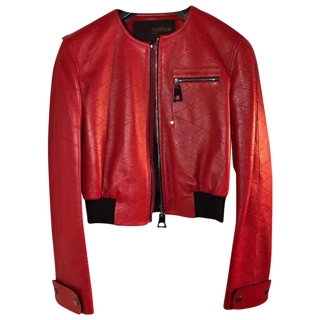 Louis Vuitton Pre-owned Leather Jacket in Red - Lyst