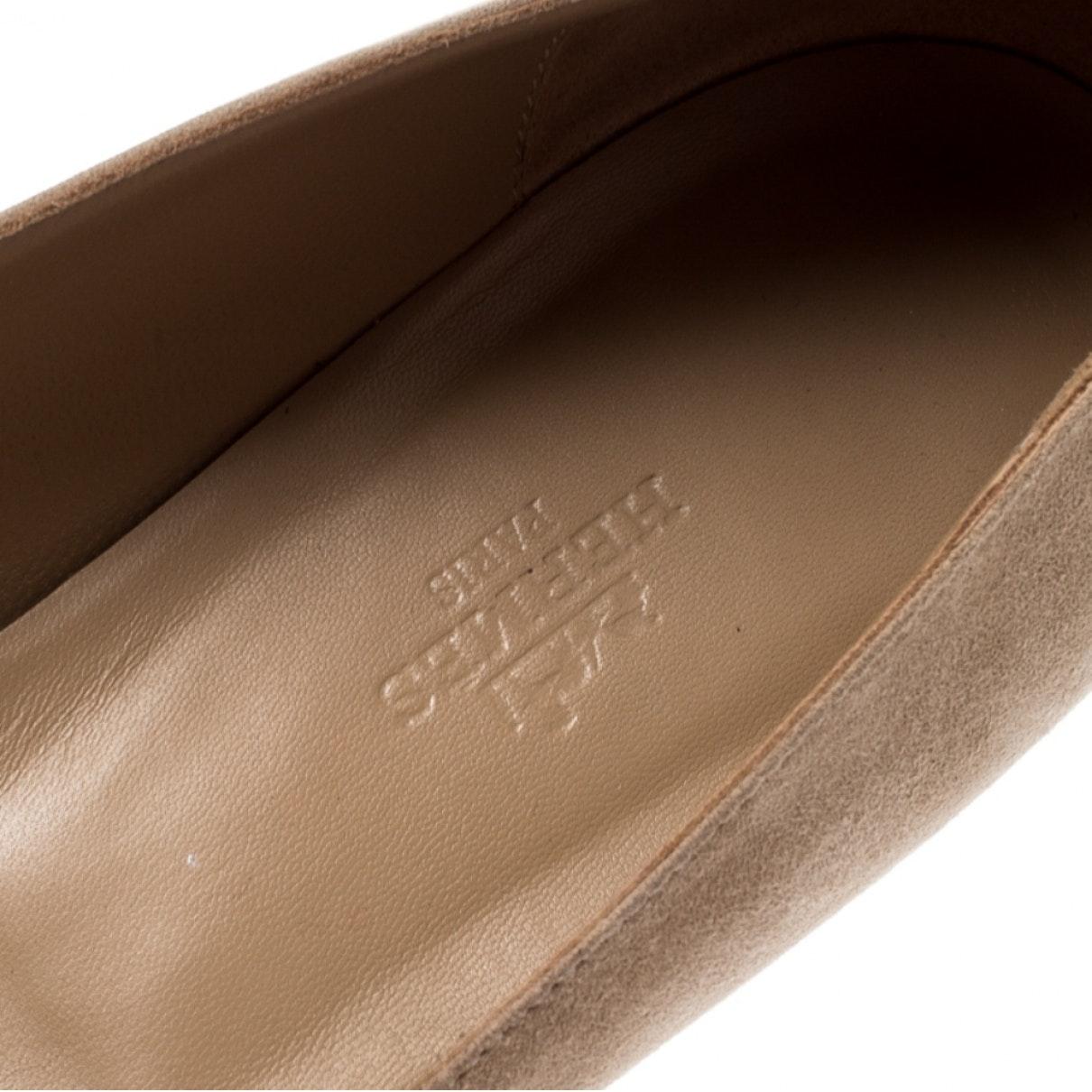 Hermès Beige Suede Flats in Natural Save 14 Lyst