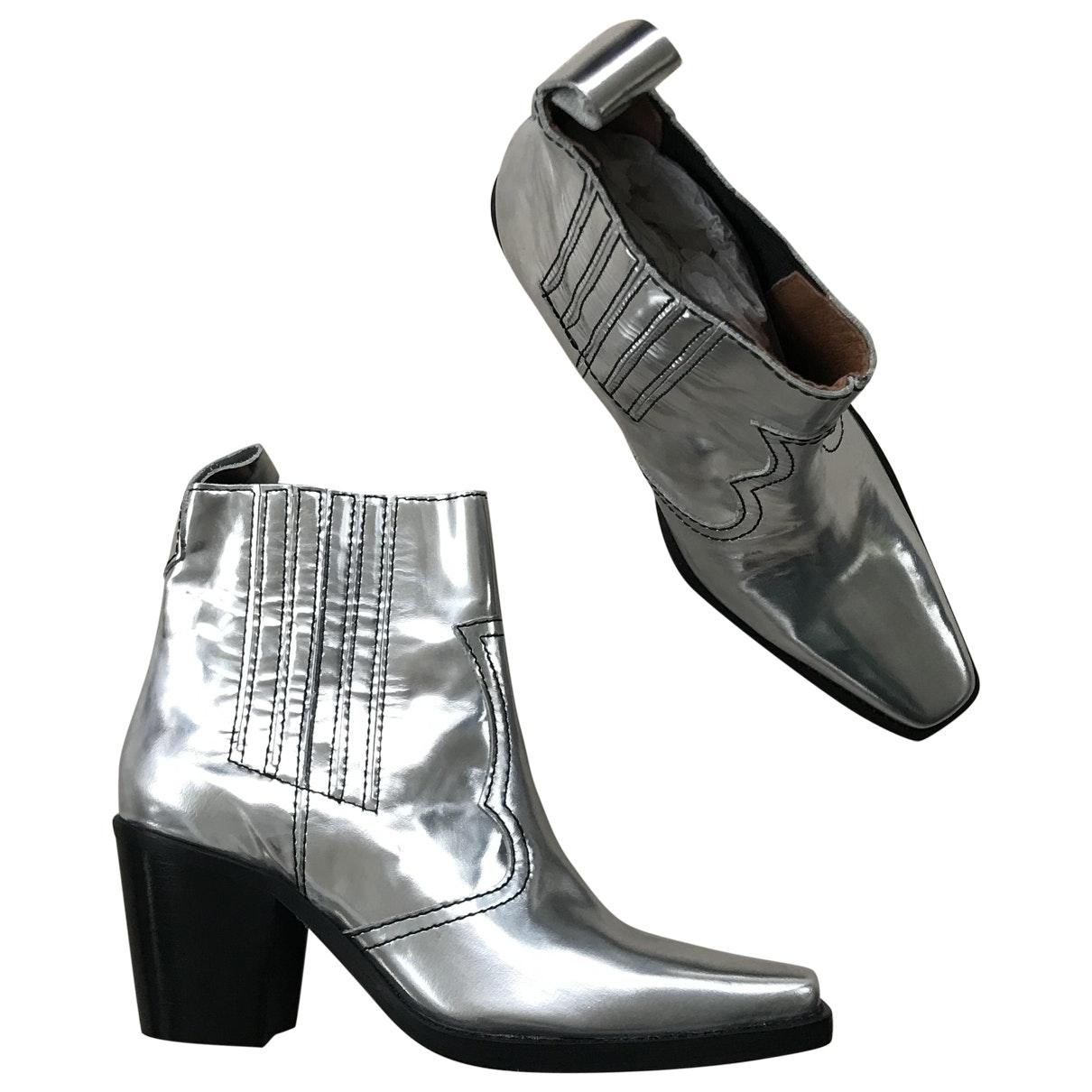 ganni silver boots