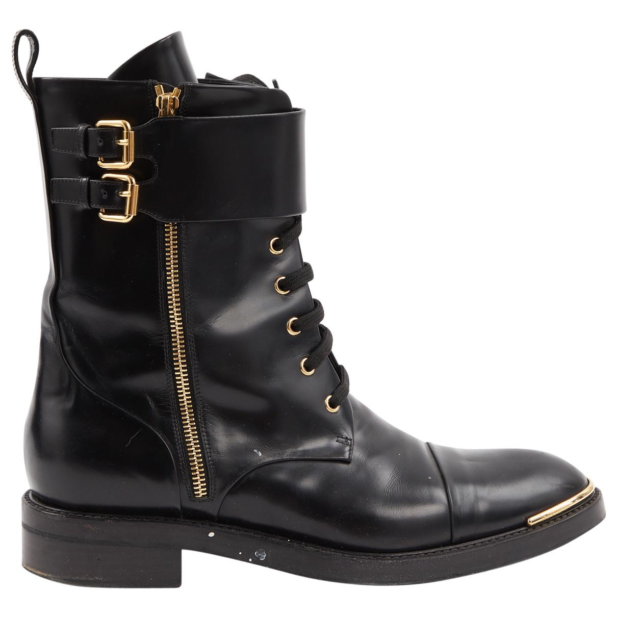 Louis Vuitton Pre-owned Wonderland Leather Lace Up Boots in Black - Lyst