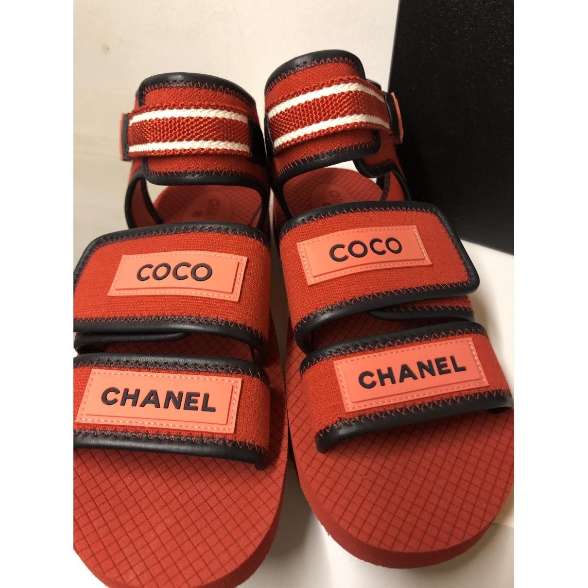 Chanel \\n Red Rubber Sandals - Lyst