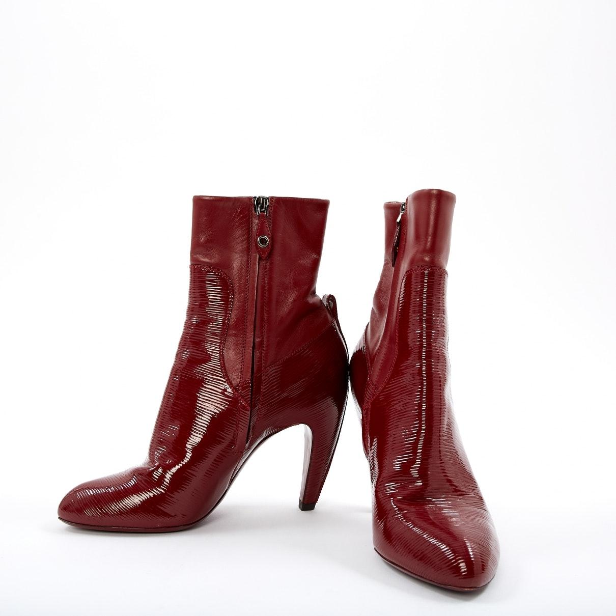 Louis Vuitton Red Leather Ankle Boots - Lyst