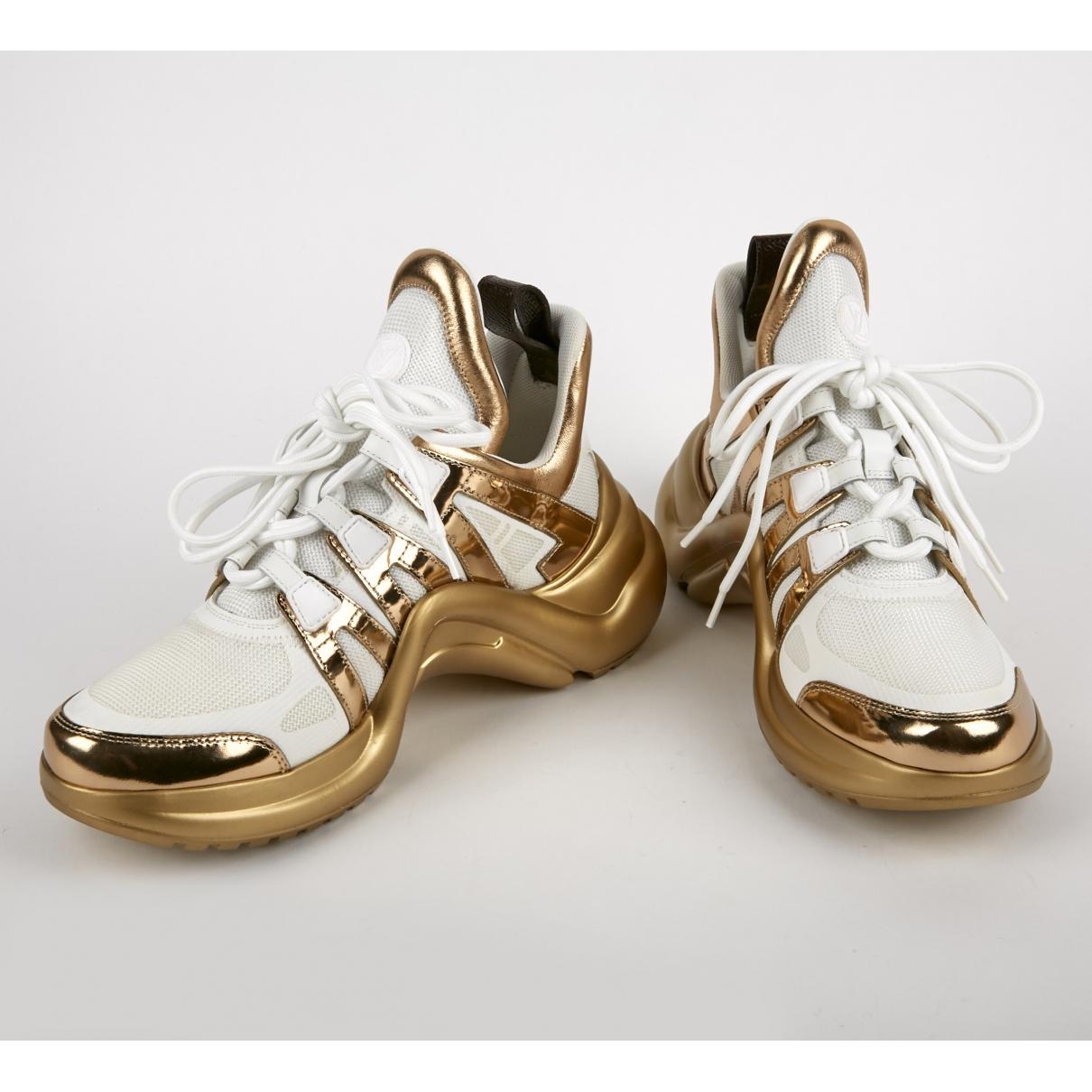 louis vuitton white and gold sneakers
