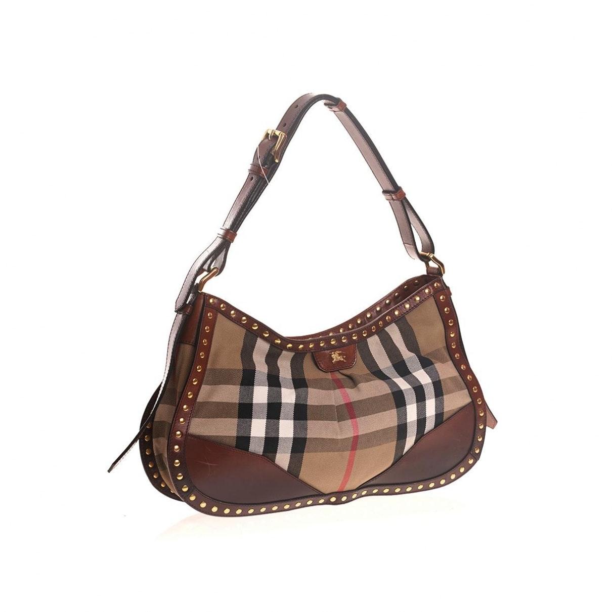 Burberry Leather Brown Cloth Handbag - Lyst