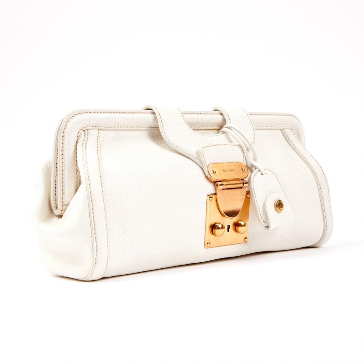 Miu Miu White Leather Clutch Bag Lyst