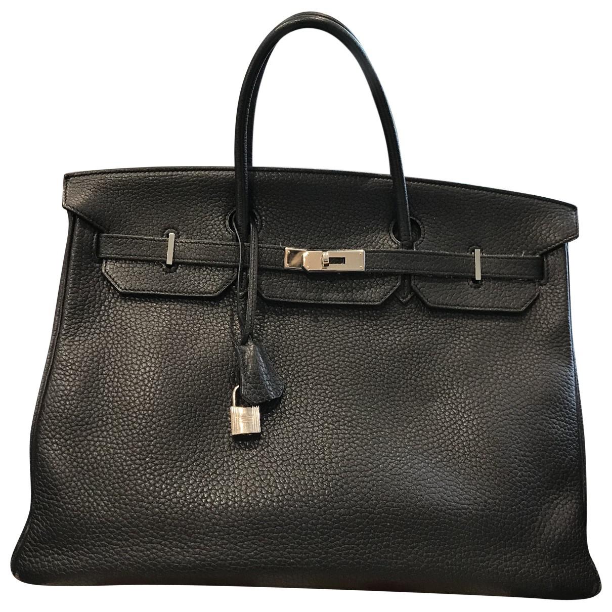 Hermès Pre-owned Birkin 40 Black Leather Handbags - Lyst
