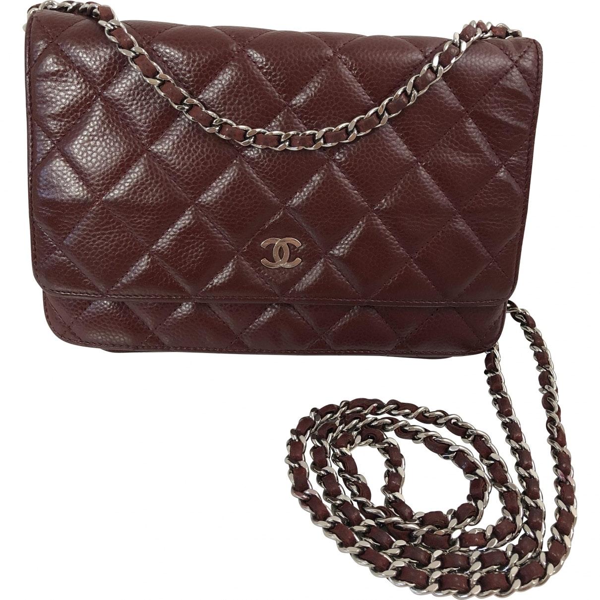 chanel wallet on chain burgundy