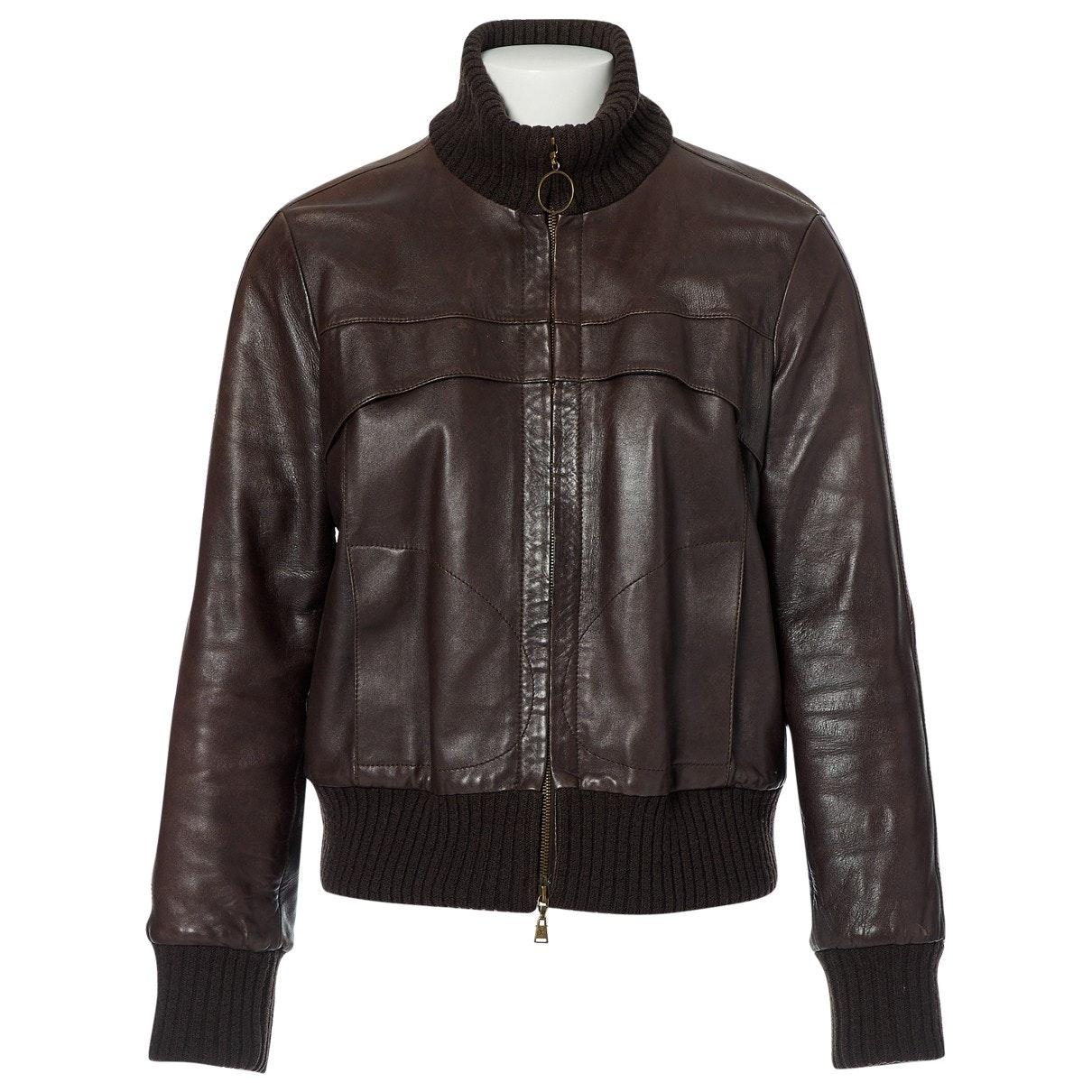 Louis Vuitton n Brown Leather Leather Jacket - Lyst