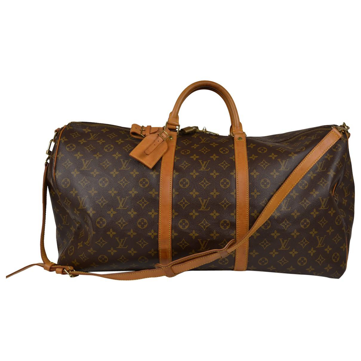Louis Vuitton Canvas Keepall Cloth Weekend Bag in Brown for Men - Lyst