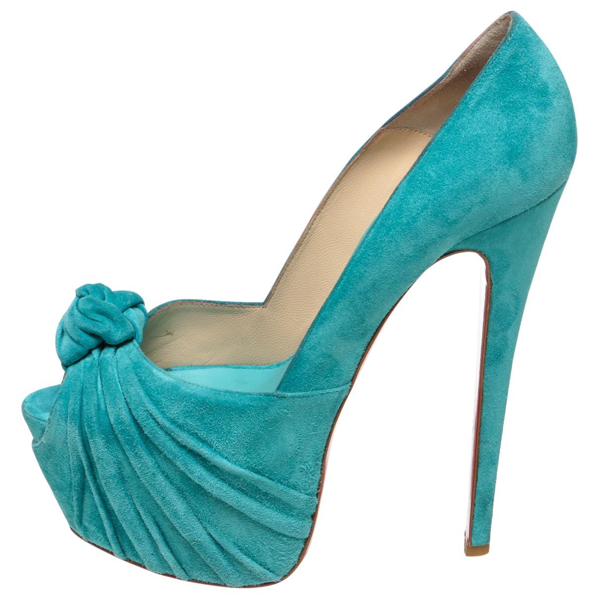 turquoise christian louboutin heels
