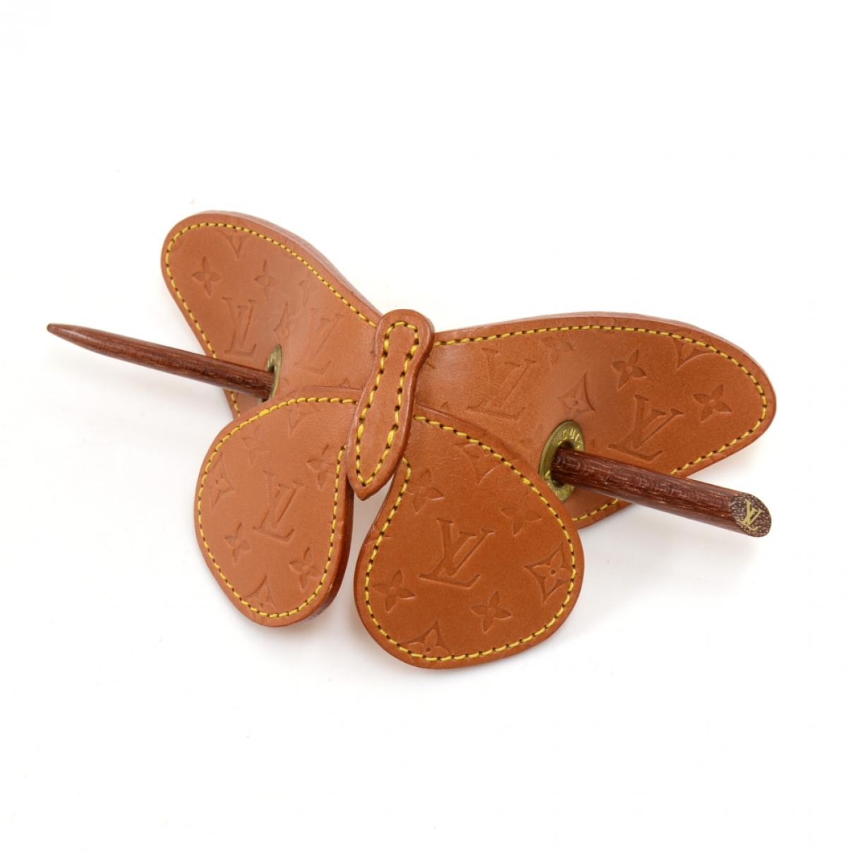 Louis Vuitton Brown Leather Hair Accessories in Brown - Lyst