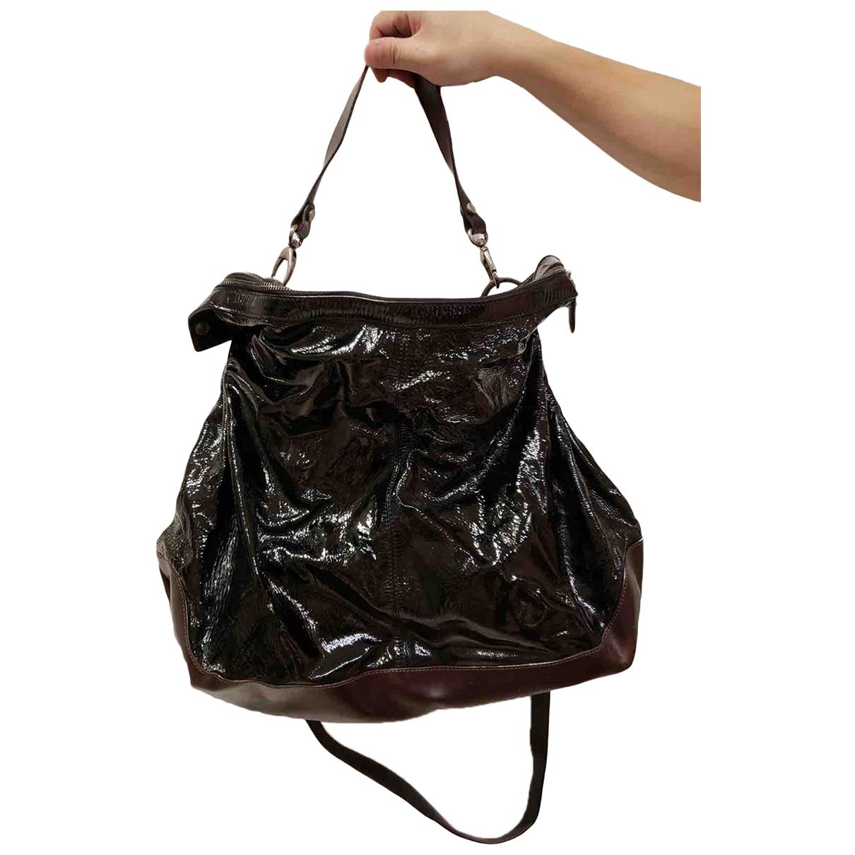 black patent leather satchel