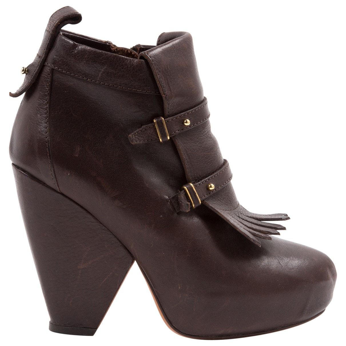 Vanessa Bruno Brown Leather Ankle Boots - Lyst