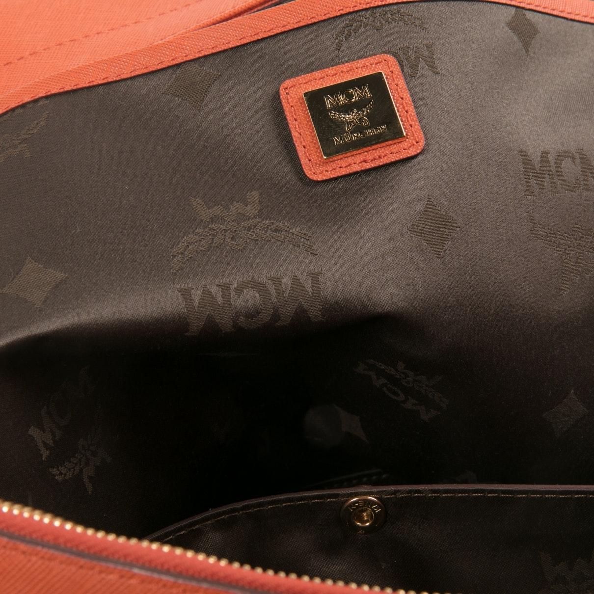 MCM Orange Leather Handbag Lyst