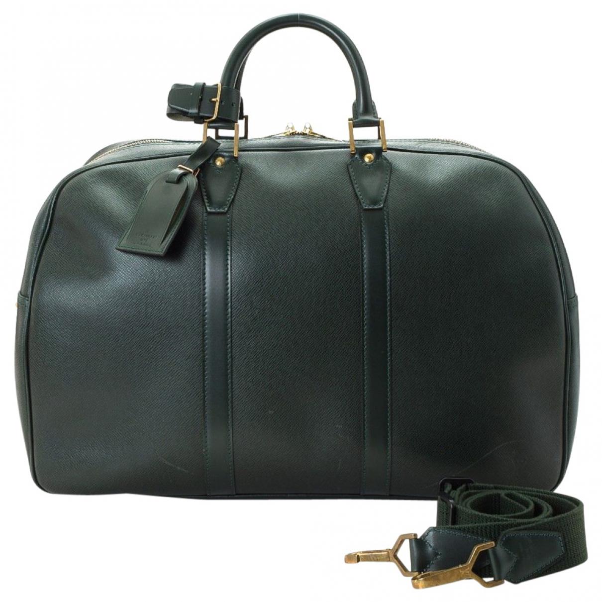 Louis Vuitton Leather Weekend Bag in Green for Men - Lyst