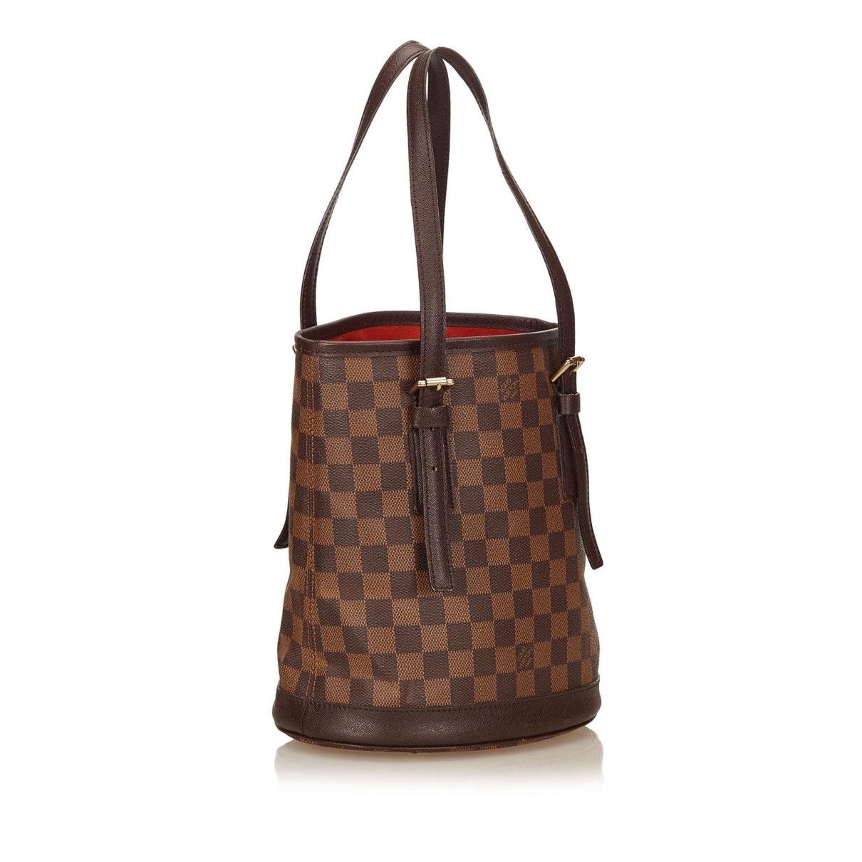 Louis Vuitton Leather Bucket Brown Cloth - Lyst