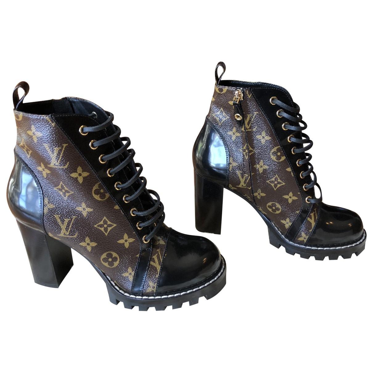 louis vuitton black lace up boots