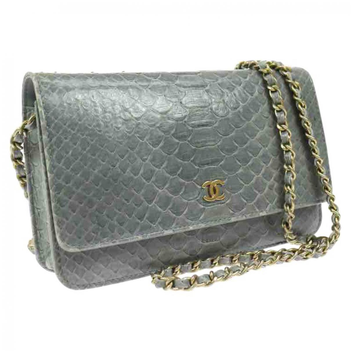 Chanel Wallet On Chain Python Crossbody Bag in Blue - Lyst
