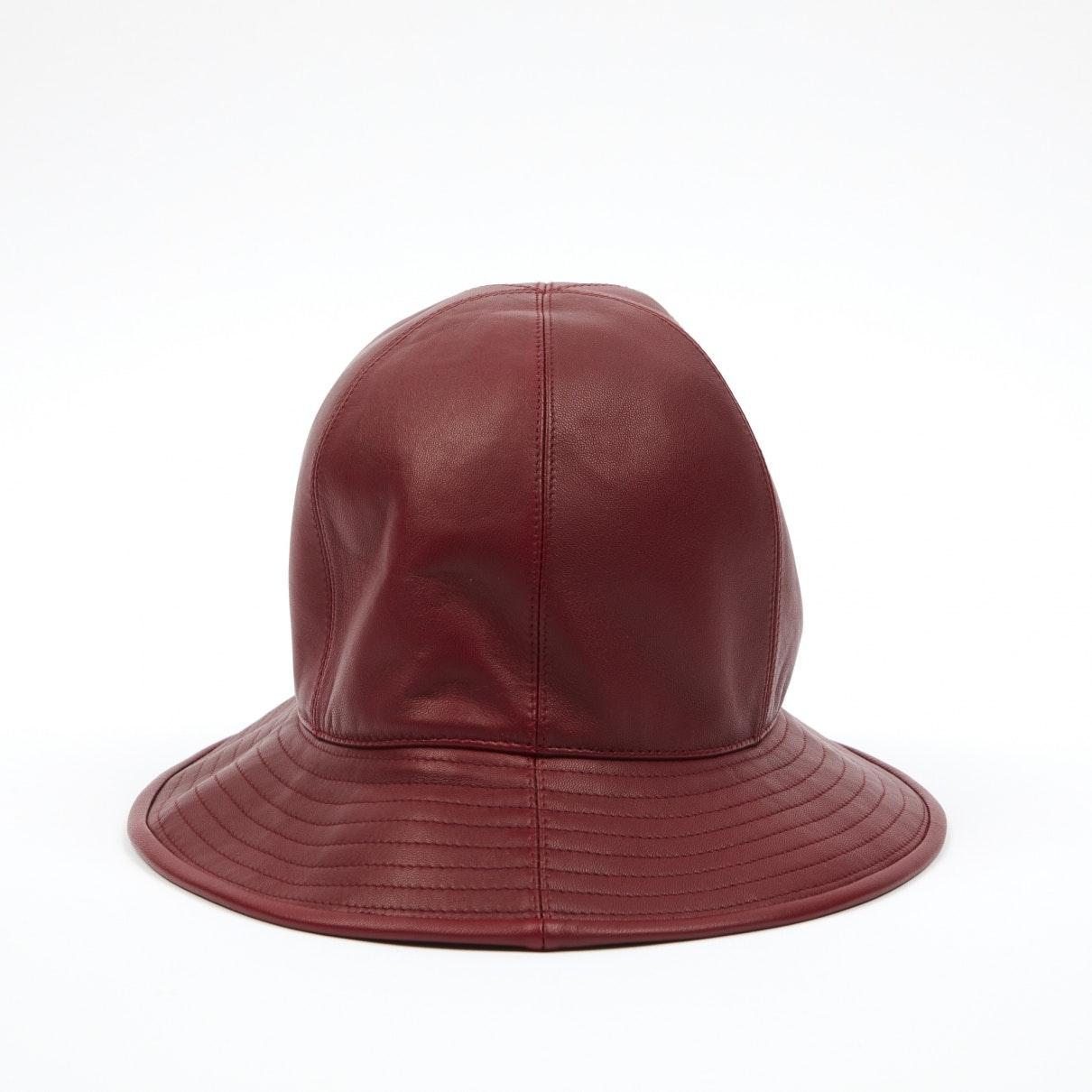 burgundy leather hat