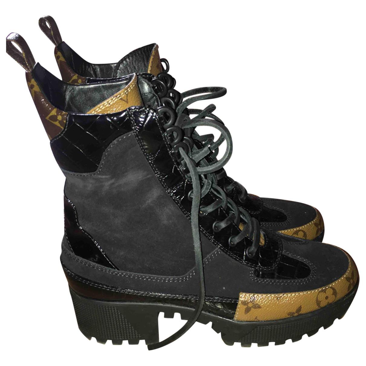 Louis Vuitton Pre-owned Leather Lace Up Boots in Black - Lyst