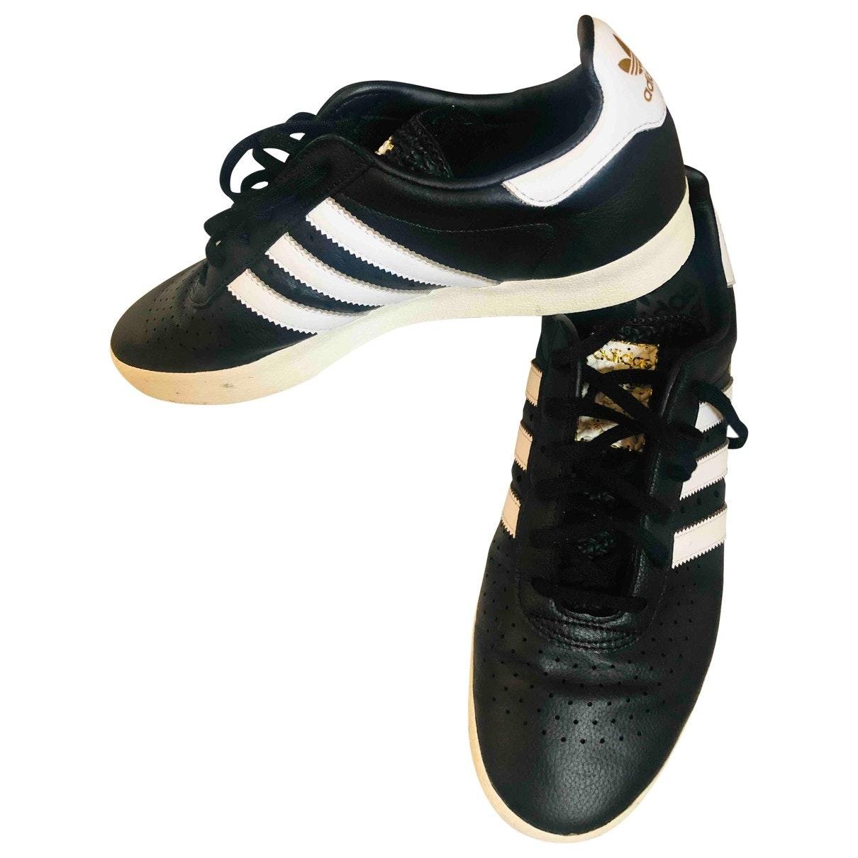 adidas black leather trainers