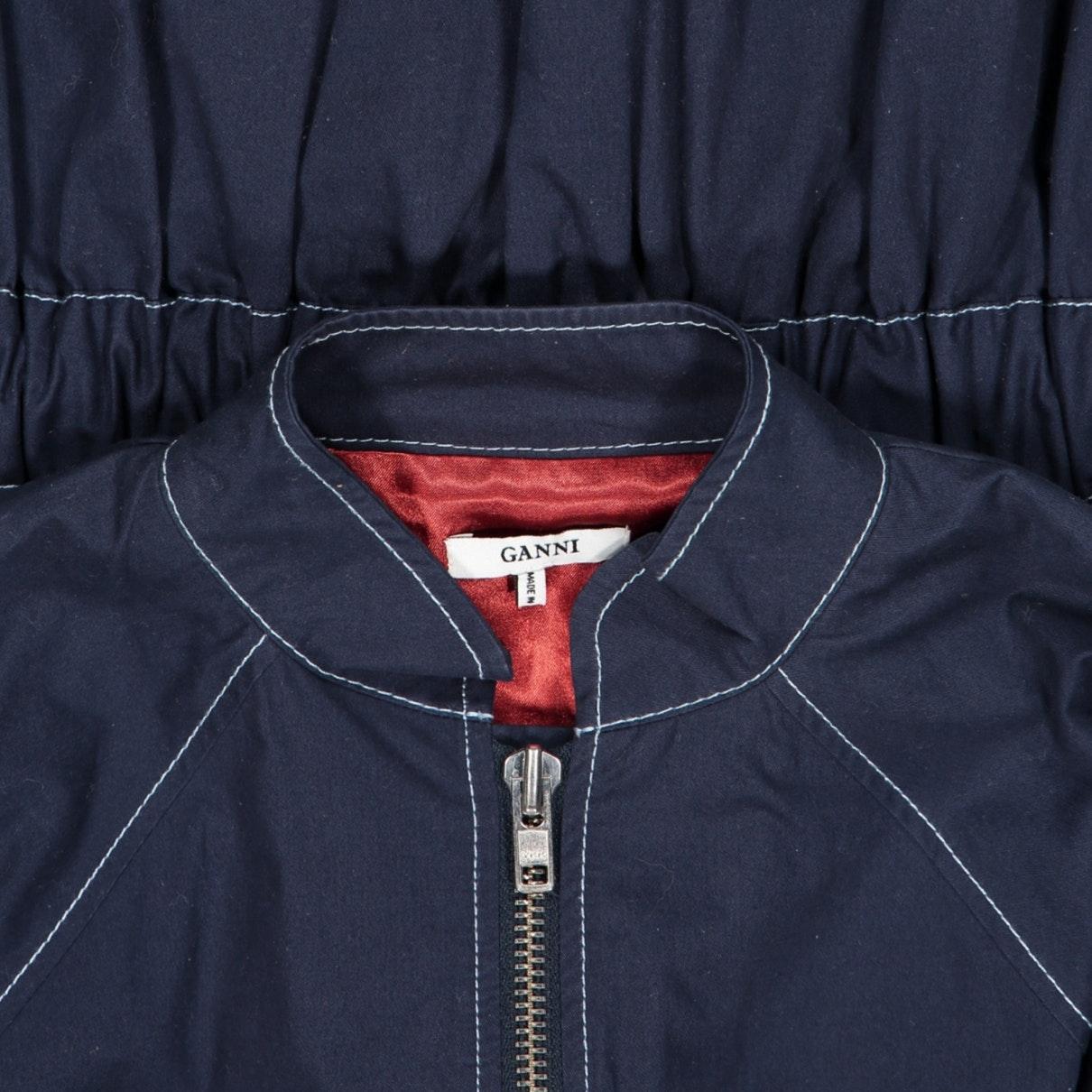 Ganni Navy Cotton Jacket in Blue Lyst