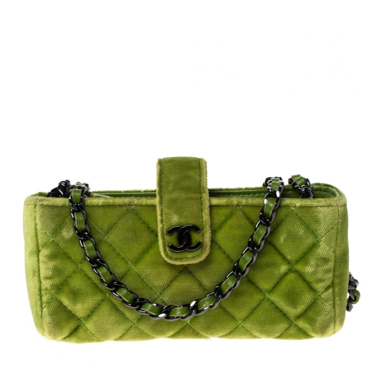chanel green velvet bag