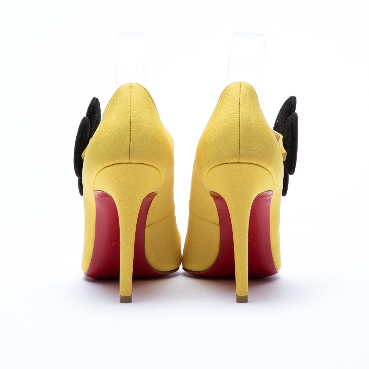 Christian Louboutin Cloth Heels in Yellow - Lyst