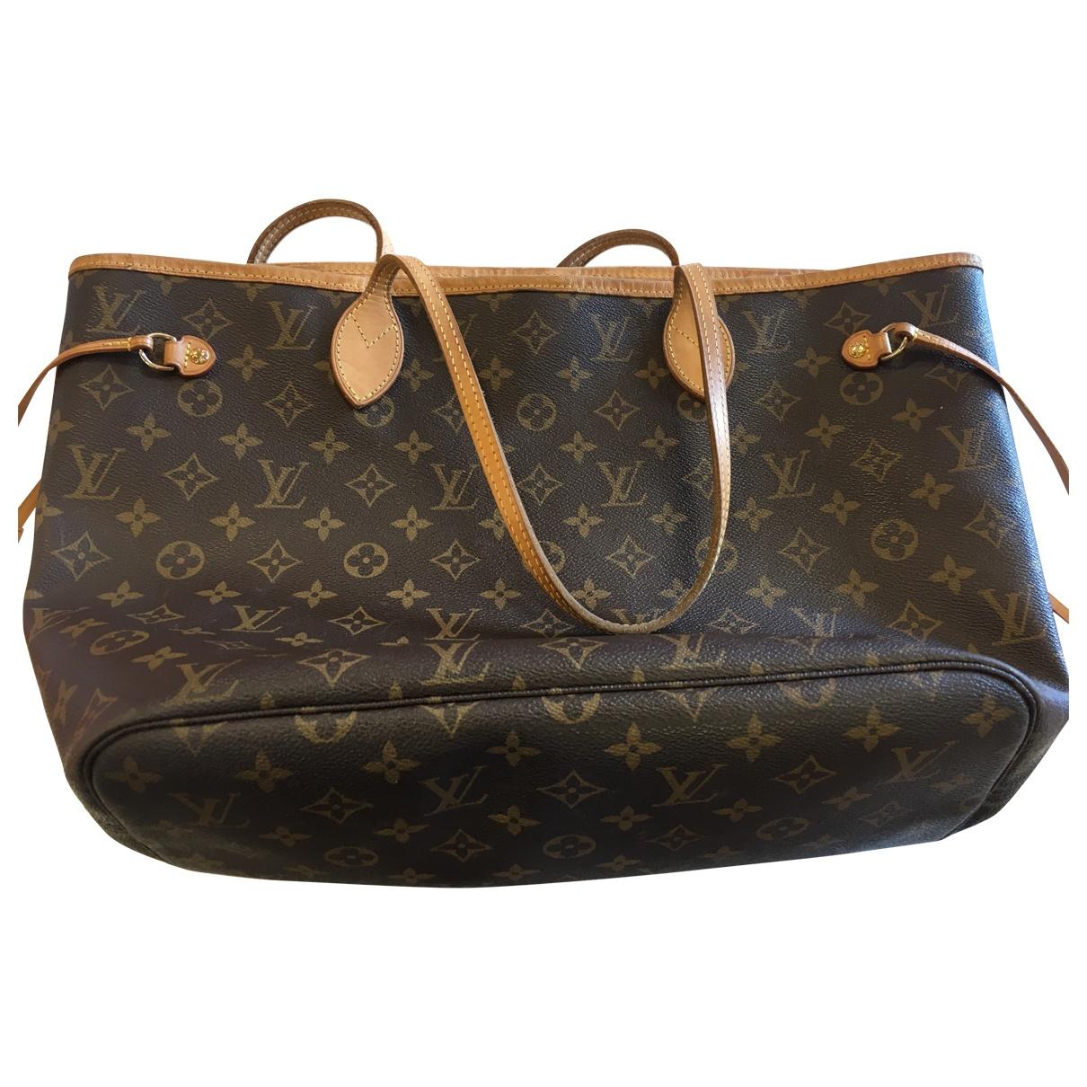Louis Vuitton Neverfull Leather Handbag in Brown - Lyst