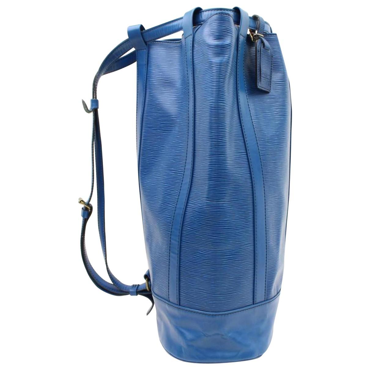 Louis Vuitton Pre-owned Randonnée Leather Backpack in Blue for Men - Lyst