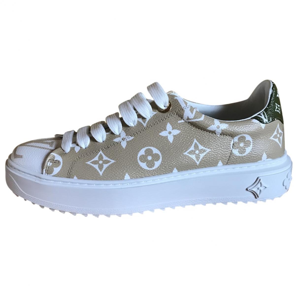 Louis Vuitton Timeout Beige Leather Trainers in Natural - Lyst