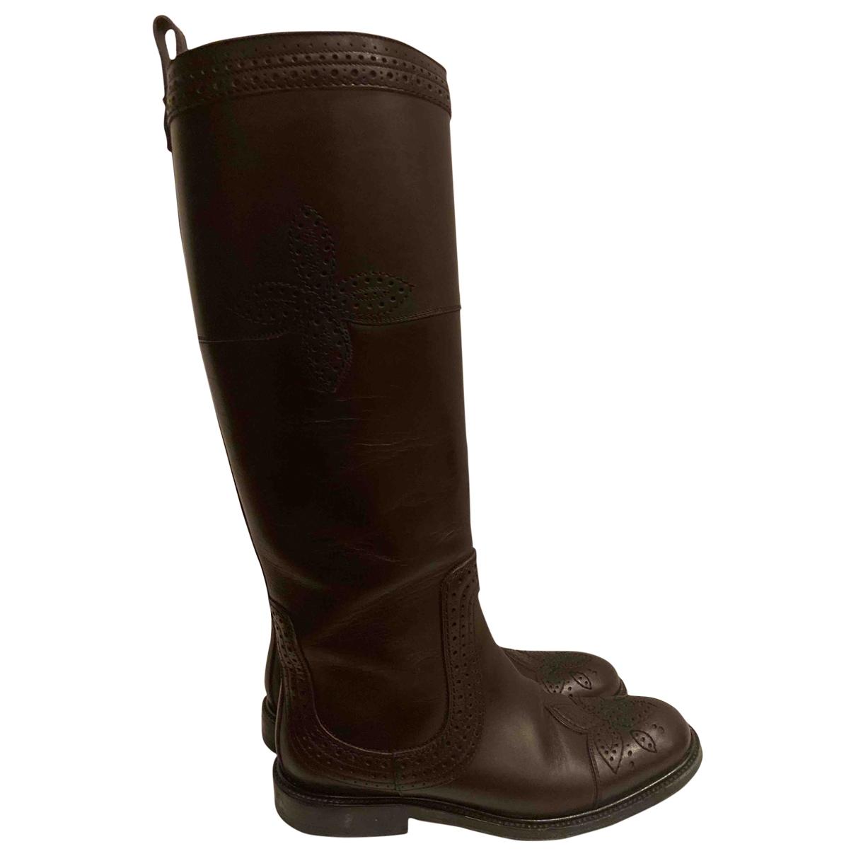Louis Vuitton Leather Riding Boots in Brown - Lyst