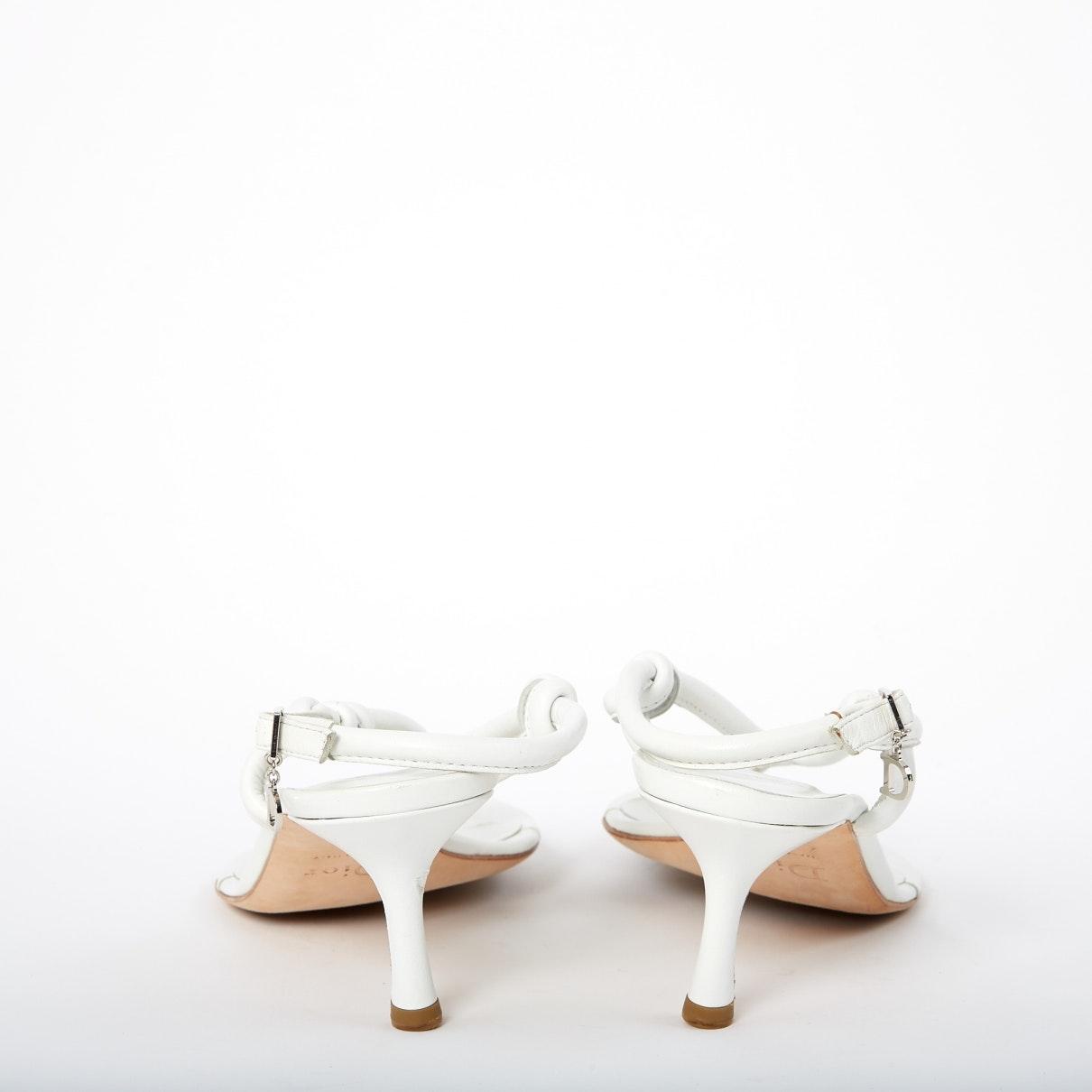 Dior White Leather Heels - Lyst