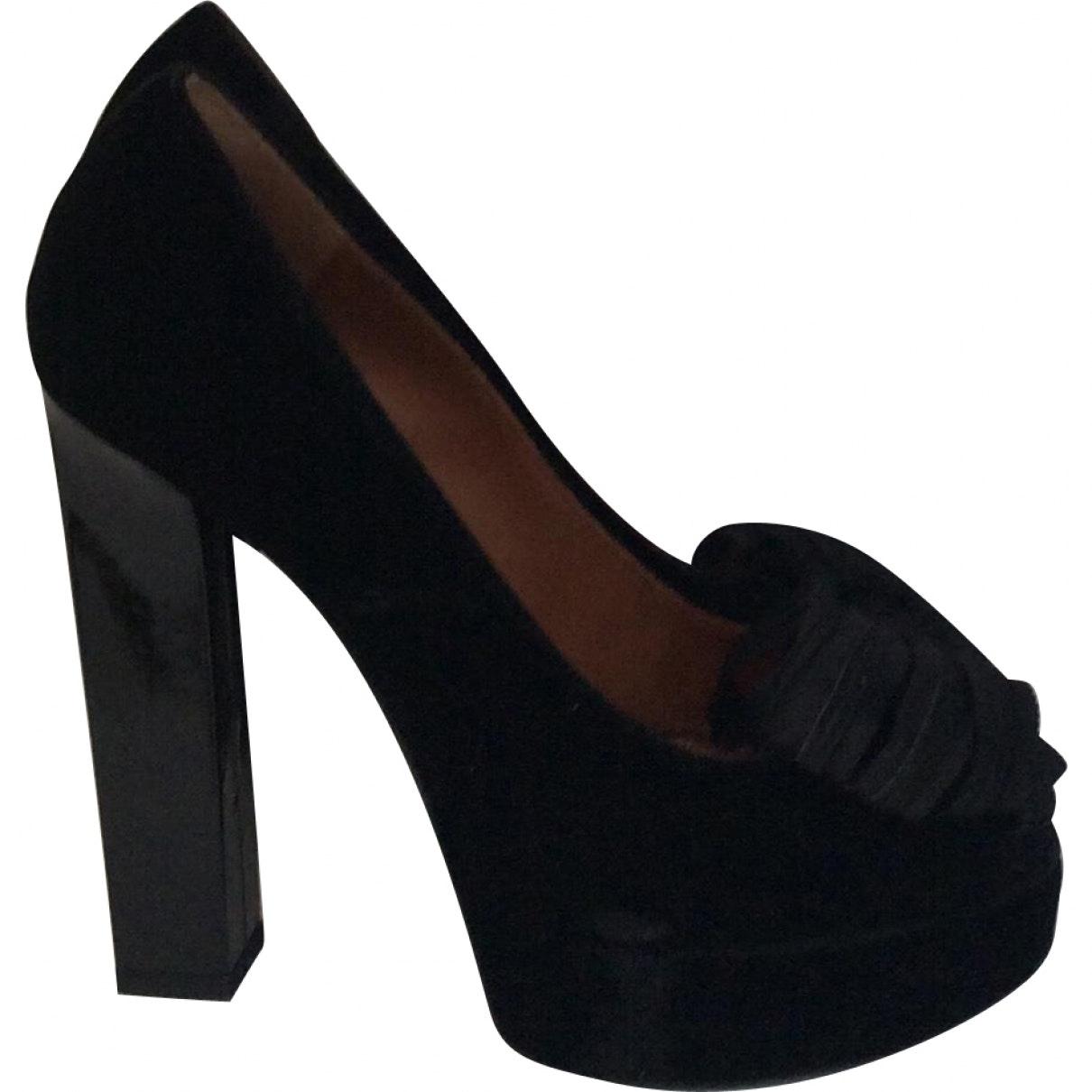 Lanvin Black Velvet Heels Lyst