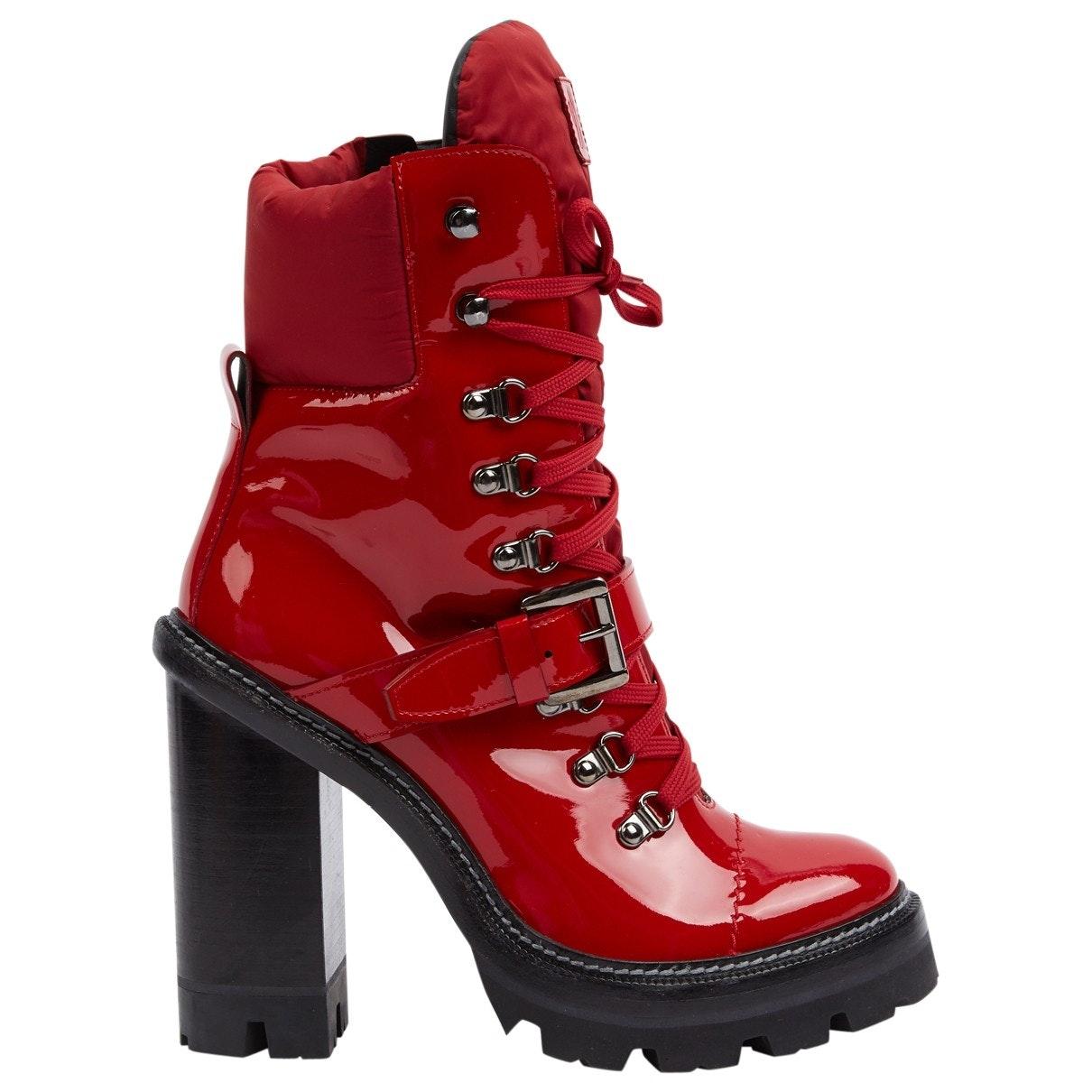 Moncler Red Patent Leather Boots Lyst