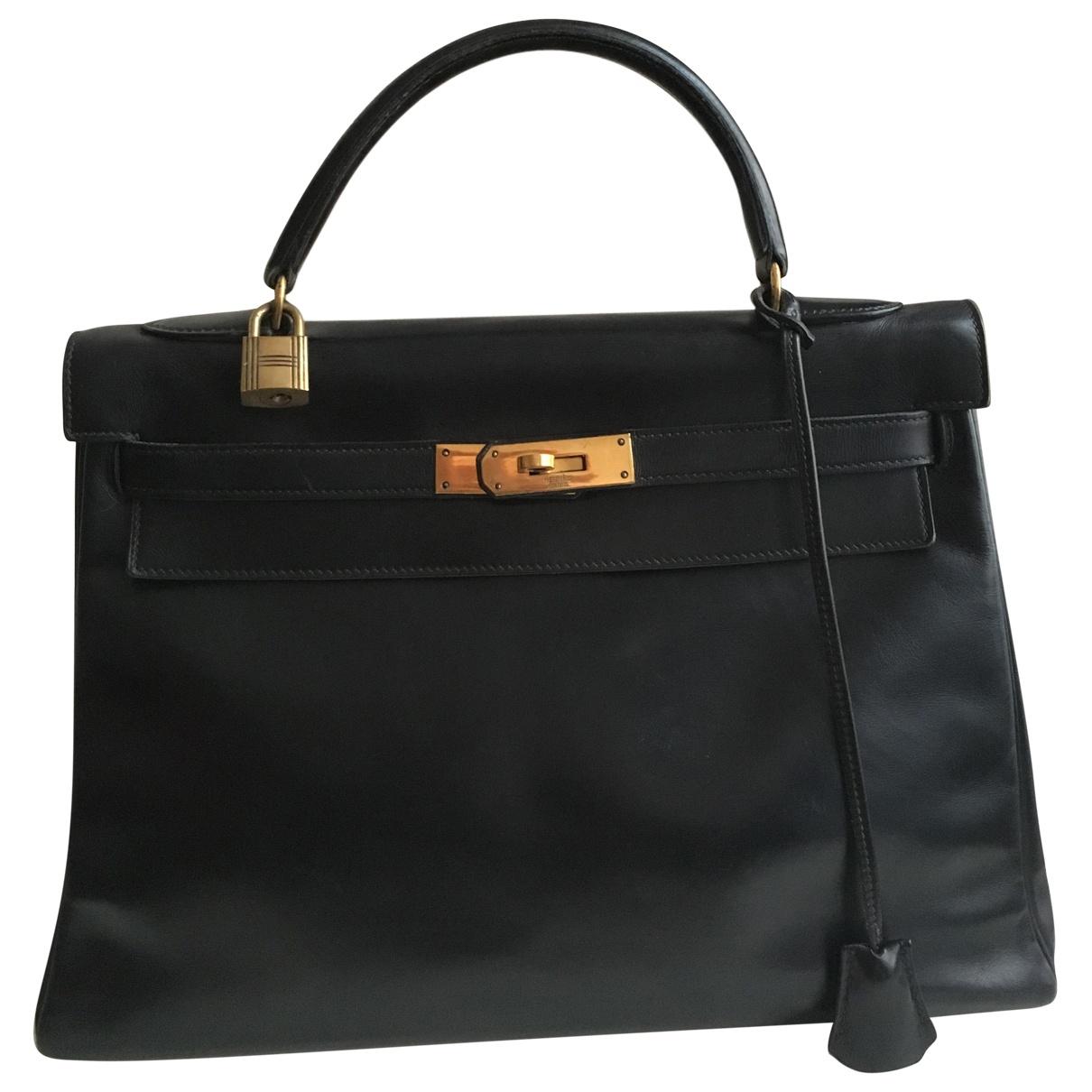 Hermès Pre-owned Kelly 32 Leather Handbag in Black - Lyst