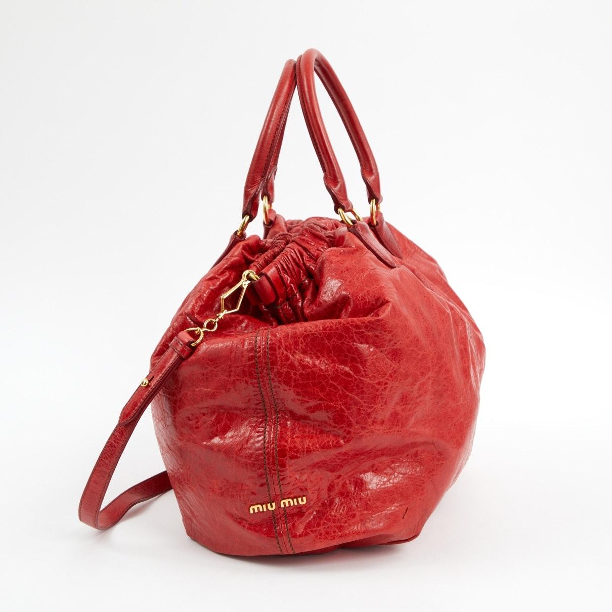 Miu Miu Red Leather Handbag Lyst