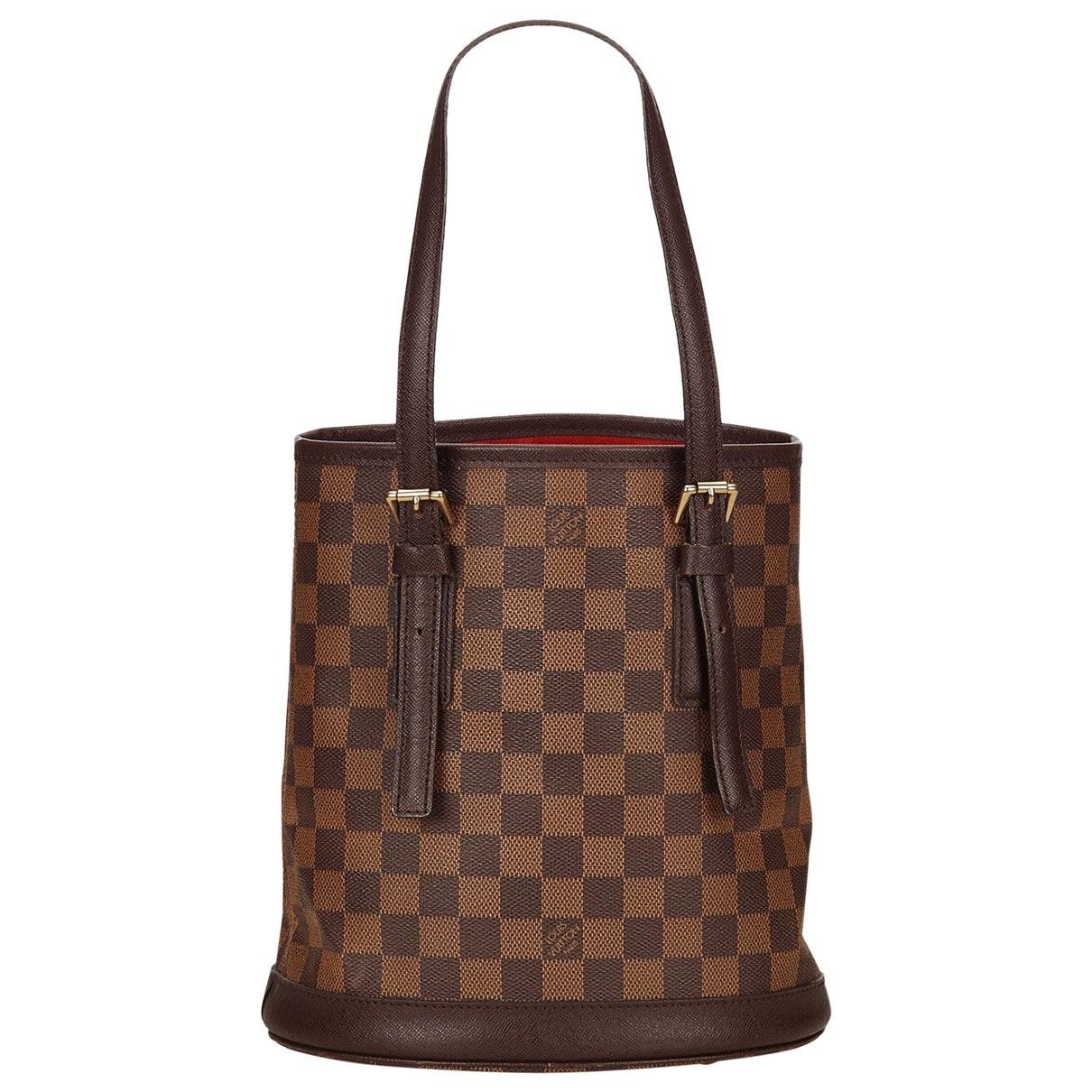 Louis Vuitton Leather Bucket Brown Cloth - Lyst