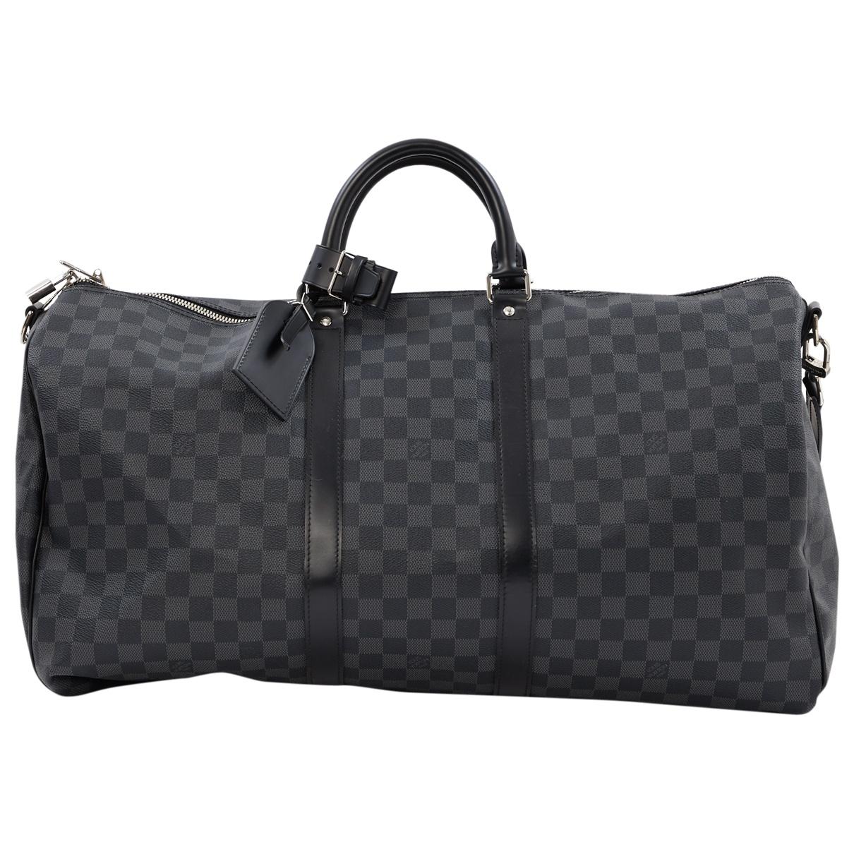 Louis Vuitton Pre-owned Keepall Cloth Weekend Bag in Grey (Gray) for Men - Lyst