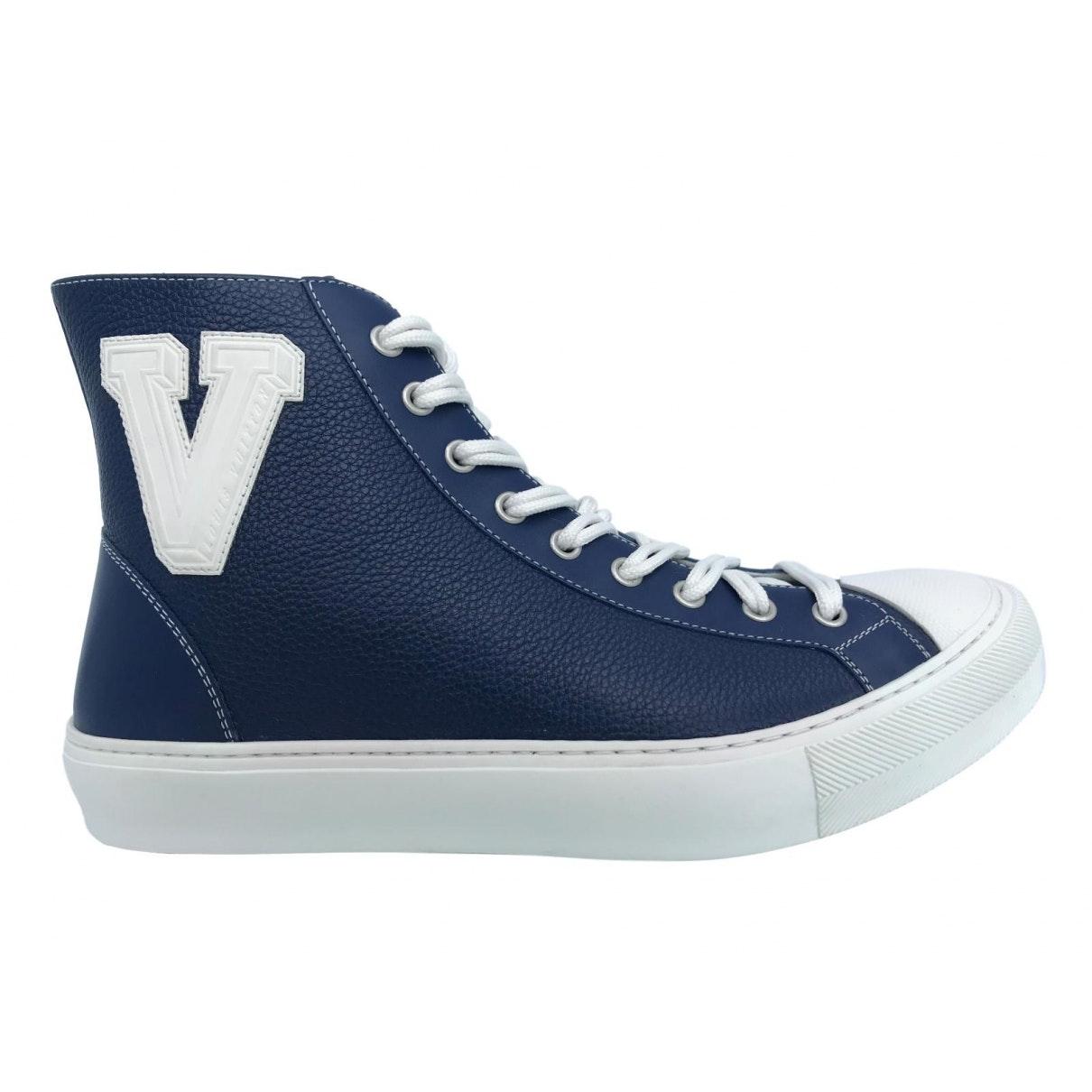 Louis Vuitton Leather High Trainers in Navy (Blue) for Men - Lyst