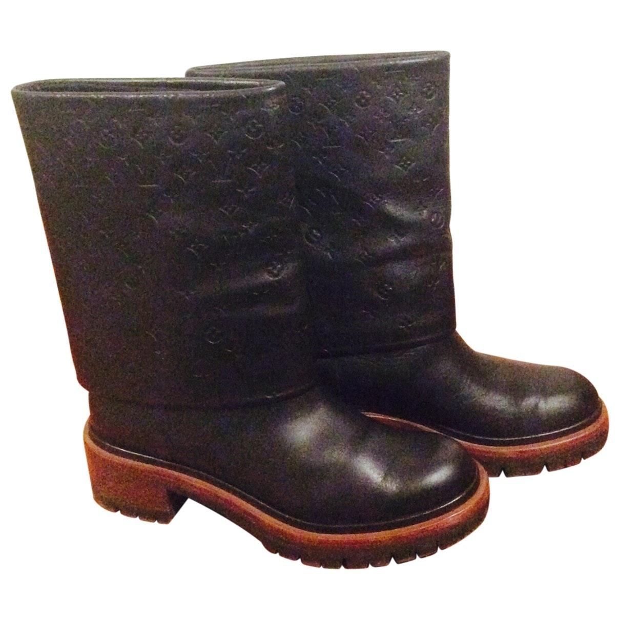 Louis Vuitton Leder Leder Motorradstiefel in Schwarz - Lyst